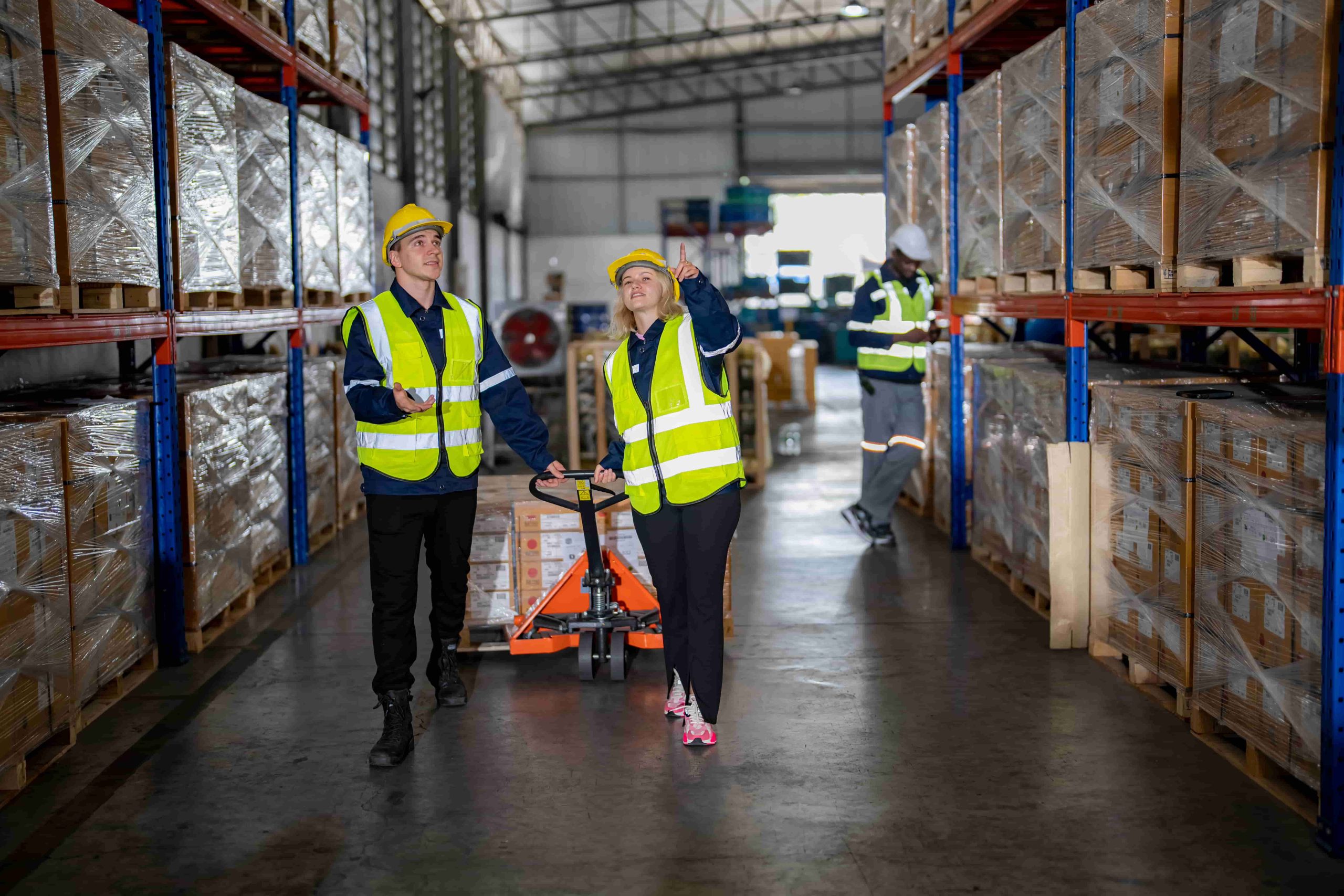 Worker pulling cardboard boxes at warehouse 2025 02 03 10 02 35 utc min